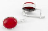 Серьги из серебра с кораллом красным овал 10х12 мм 63700