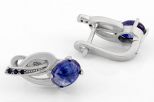 Серьги из серебра с сапфиром овал 6х8 мм 63813