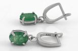 Серьги из серебра с изумрудом овал 6х8 мм 63819