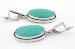 Серьги из серебра с бирюзой натуральной овал 15х25 мм 63866