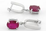 Серьги из серебра с рубином овал 8х10 мм 63879