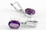 Серьги из серебра с аметистом овал 10х12 мм 63904
