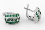 Серьги из серебра с изумрудом 10 квадратов 3х3 мм 5 кругов 2 мм 64513 