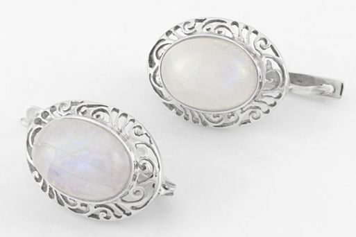 Серебряные серьги с адуляром 64923 купить в магазине Самоцветы мира