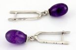 Серьги из серебра с аметистом капля 10х15 мм 64928
