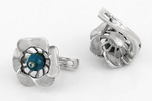 Серебряные серьги с бирюзой 64936 купить в магазине Самоцветы мира