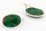 Серьги из серебра с хризоколлой овал 16х25 мм 64948