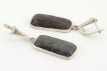 Серьги из серебра с лабрадором багет 14х30 мм 64954