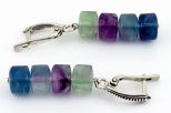 Серьги из серебра с флюоритом колёсики 8 мм дорожка наборная 65146