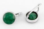 Серьги из серебра с изумрудом круг 12 мм 66161
