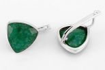 Серьги из серебра с изумрудом треугольник 14х14х14 мм 67060