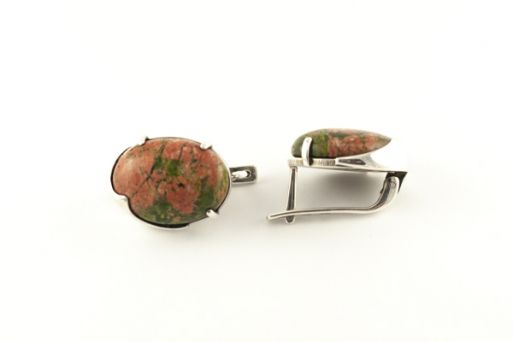 Серебряные серьги с яшмой 7068 купить в магазине Самоцветы мира