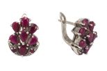 Серьги из серебра с рубином 7 капель 4х6 мм 2 круга 3 мм 7695