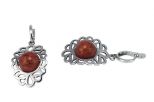Серьги из серебра с кораллом красным шар 12 мм 8986