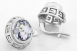 Серьги из серебра с топазом синтетическим овал 10х12 мм 9006