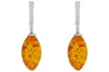 Серьги из мельхиора с янтарём слива рис 12х23 мм 9261