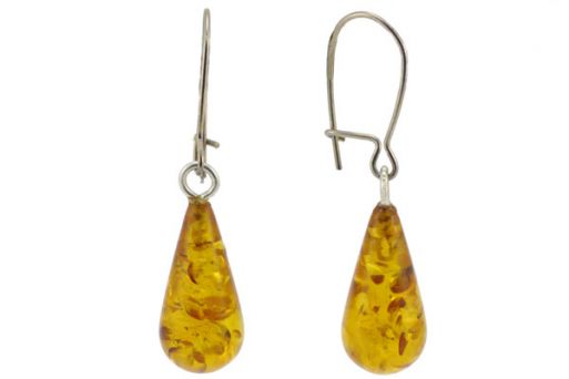 Серьги из серебра 925 пробы с янтарем.