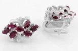 Серьги из серебра с рубином 7 овалов 3х5 мм 9988